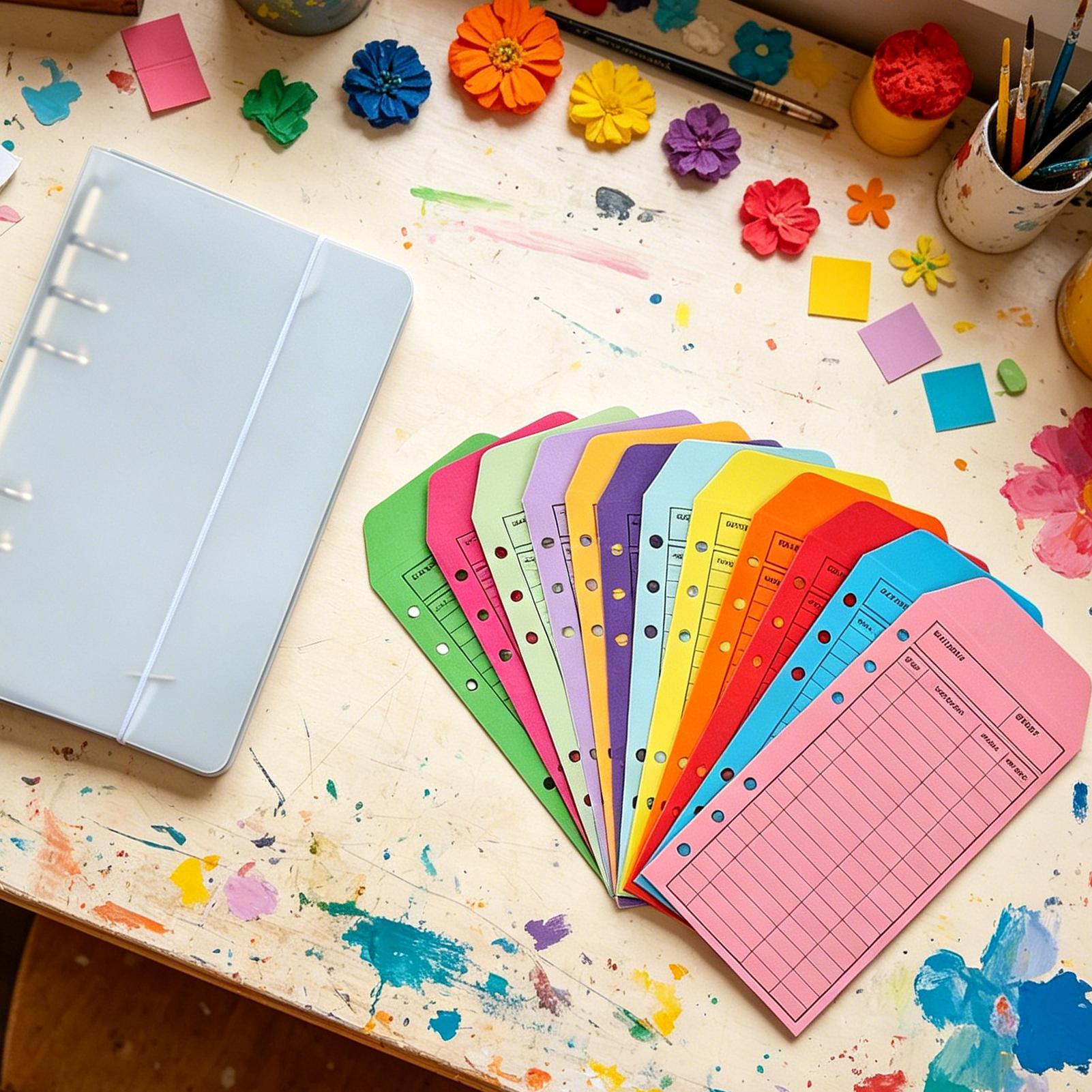 Home Office Budget - สมุดบันทึกงบประมาณพร้อมซองใส่เงินสด 12 สีสันสดใส A6 6 ห่วง