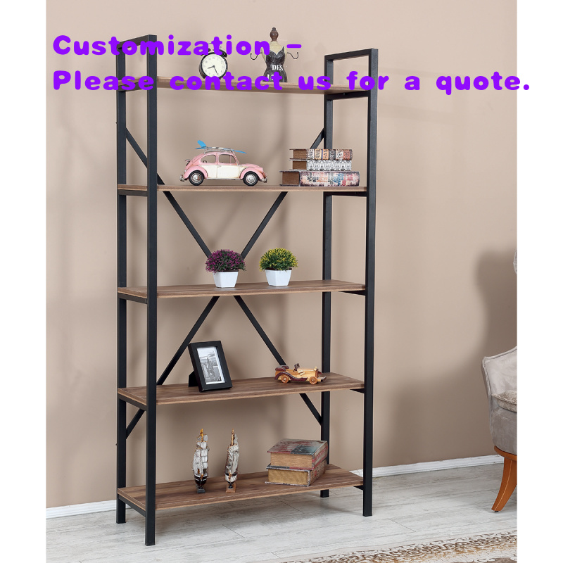 Home Office Industrial Style - ชั้นวางหนังสือโลหะและไม้สไตล์อินดัสเทรียล ชั้นวางของแบบเปิดทันสมัย สำหรับห้องนั่งเล่น สำนักงาน เฟอร์นิเจอร์ตกแต่งบ้าน
