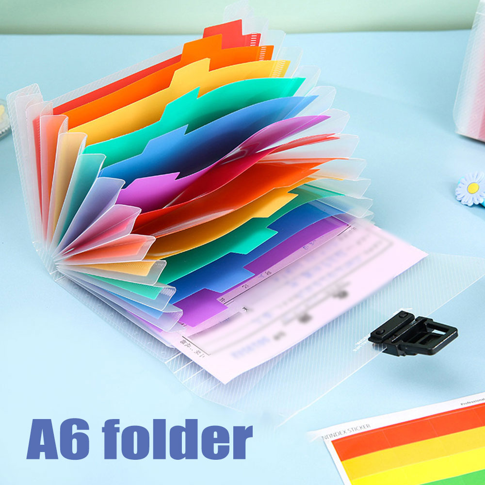 Home Office Bagas - กระเป๋าเก็บเอกสารสอบกระดาษ A6แฟ้มซองกระเป๋าขยายไฟล์สีรุ้งแบบพกพาสำหรับโฮมสกู๊ตเตอร์สำนักงาน