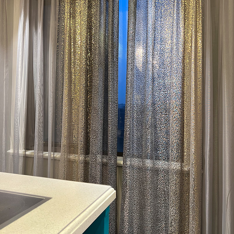 Home Office Industrial Style - โมเดิร์นหรูหราสีดําทองSequined Gradientผ้าม่านTulle Nordicสไตล์อุตสาหกรรมสีเทาSheer Drapesสําหรับห้องนั่งเล่นห้องนอน # 4