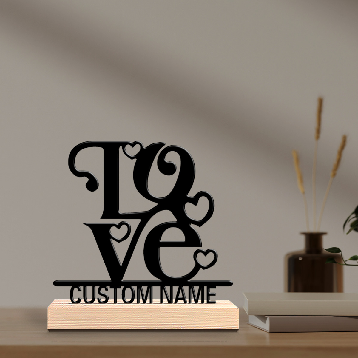 Home Office Industrial Style - รูปปั้นโลหะรูปหัวใจแบบโรแมนติก 1 ชิ้น ตกแต่งผนังฐานไม้ สำหรับห้องนั่งเล่น สำนักงาน