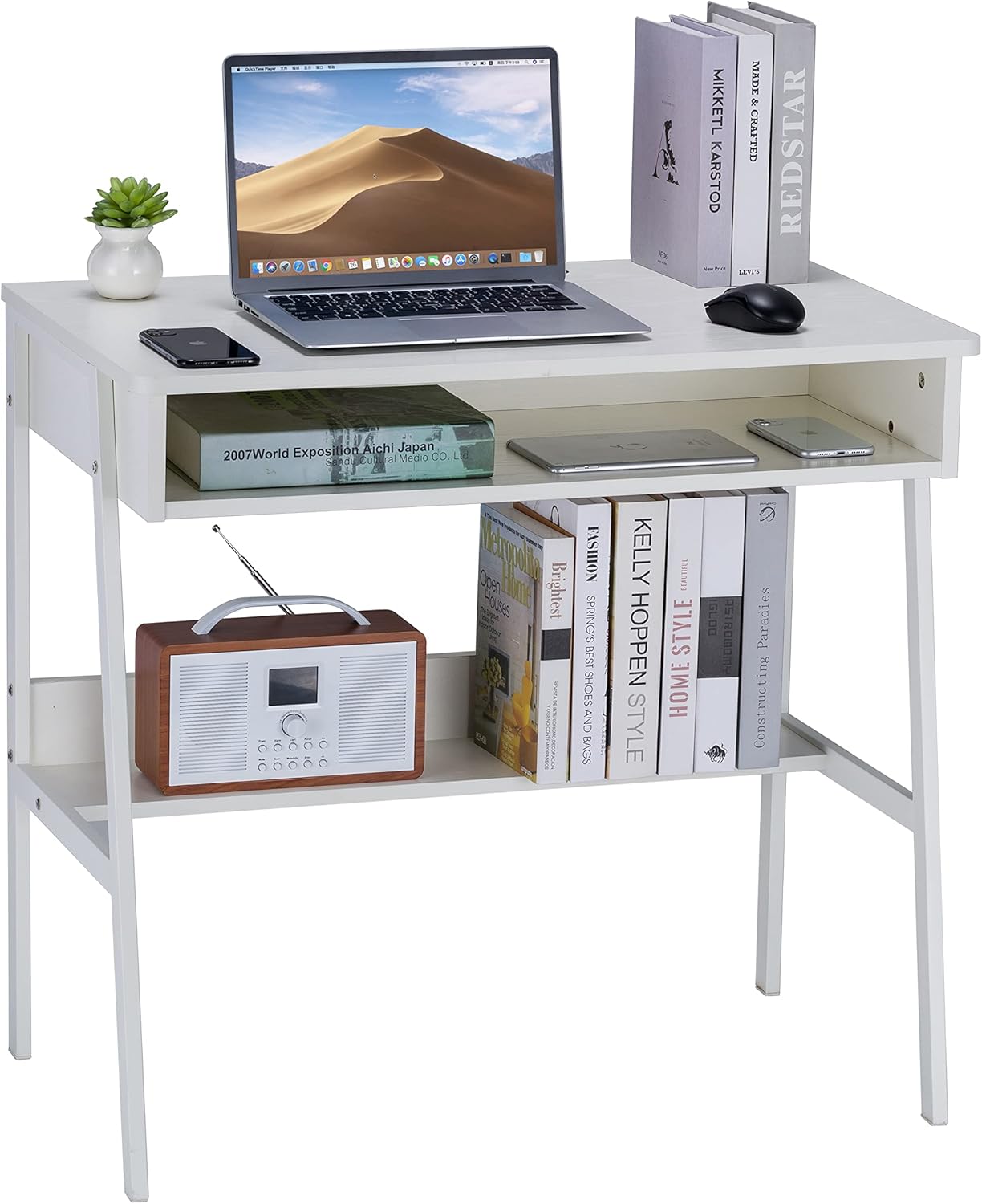 Home Office With Two Desks - โต๊ะทำงานสำนักงาน คอมโบโฮม เฟอร์นิเจอร์บ้าน โต๊ะทำงาน โต๊ะอ่านหนังสือ โต๊ะคอมพิวเตอร์ไม้