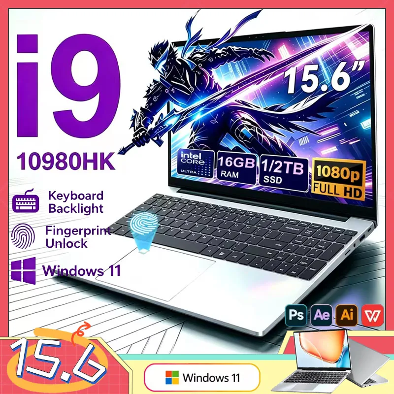 Home Office Windows 11 - โน้ตบุ๊กพกพาขนาด 15.6 นิ้ว Intel Core i9-10980HK