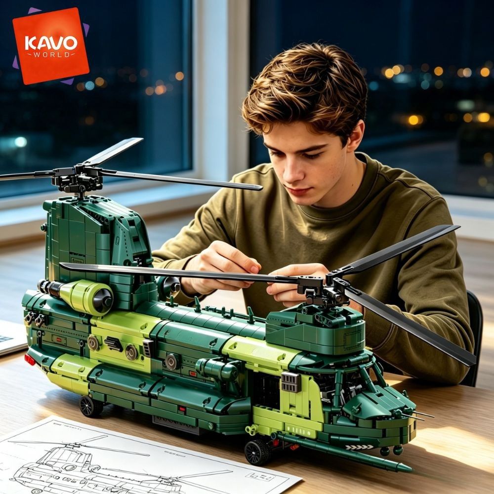 Home Office Industrial Style - KAVOWORLD ชุดตัวต่อเฮลิคอปเตอร์ขนส่งหนักขนาดใหญ่ 32 นิ้ว 1826 ชิ้น