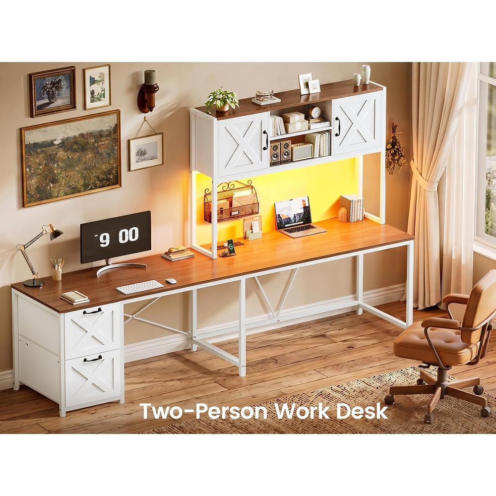 โต๊ะทำงานรูปตัว L พร้อมตู้เก็บ - Home Office With Two Desks บทวิจารณ์และราคา