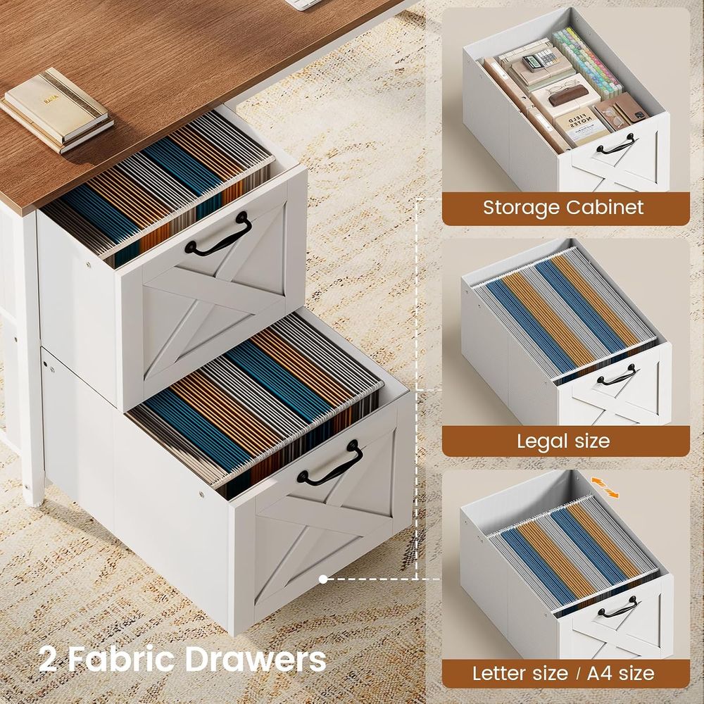 โต๊ะทำงานรูปตัว L พร้อมตู้เก็บ - Home Office With Two Desks บทวิจารณ์และราคา