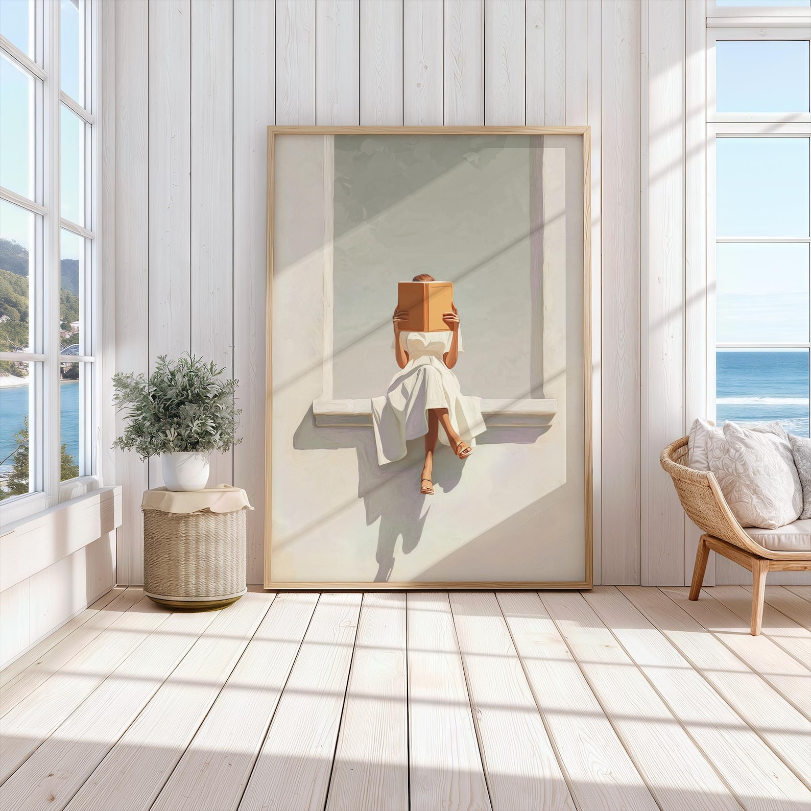 ภาพพิมพ์ศิลปะบนผืนผ้าใบลายผู้ห - Home Office Minimalist บทวิจารณ์และราคา