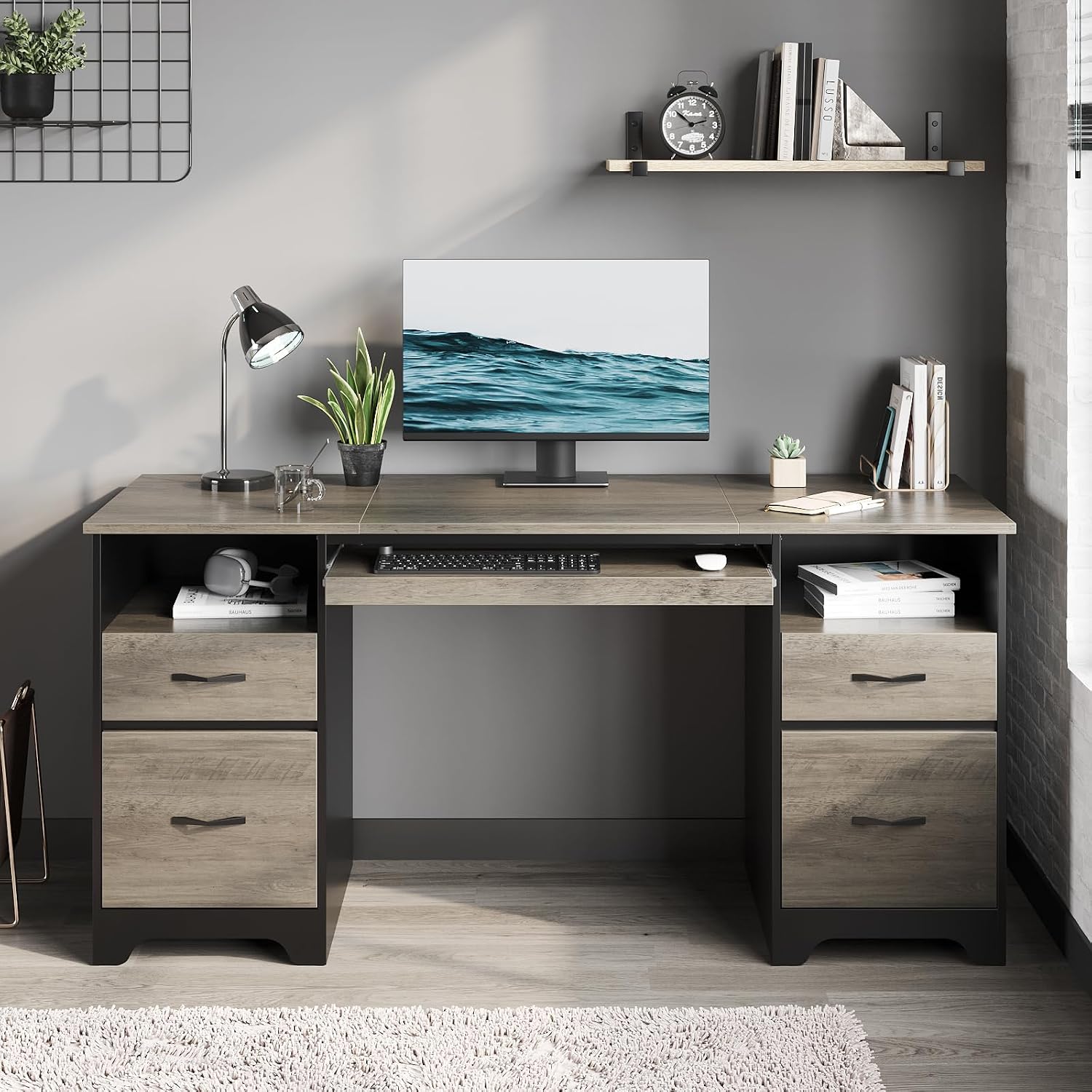 โต๊ะคอมพิวเตอร์สำหรับผู้บริหาร - Home Office With Two Desks บทวิจารณ์และราคา