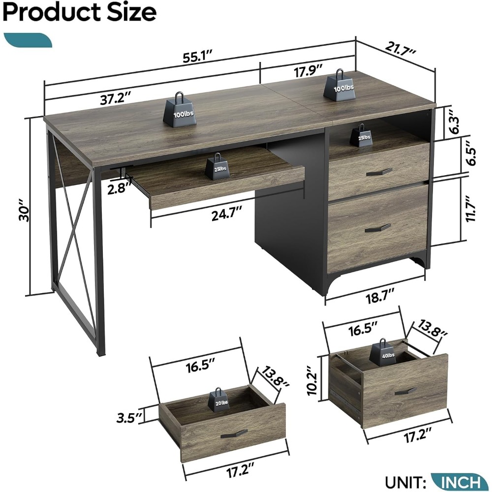 โต๊ะทำงานสไตล์อุตสาหกรรมขนาด 5 - Home Office Industrial Style บทวิจารณ์และราคา