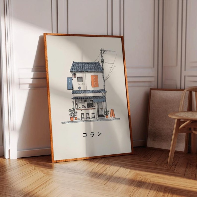 ภาพพิมพ์บนผ้าใบร้านราเม็งญี่ปุ - Home Office Minimalist บทวิจารณ์และราคา