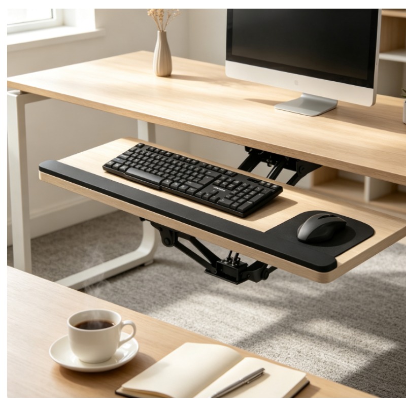 ถาดวางคีย์บอร์ดใต้โต๊ะพร้อมแผ่ - Home Office Desk With Drawers บทวิจารณ์และราคา