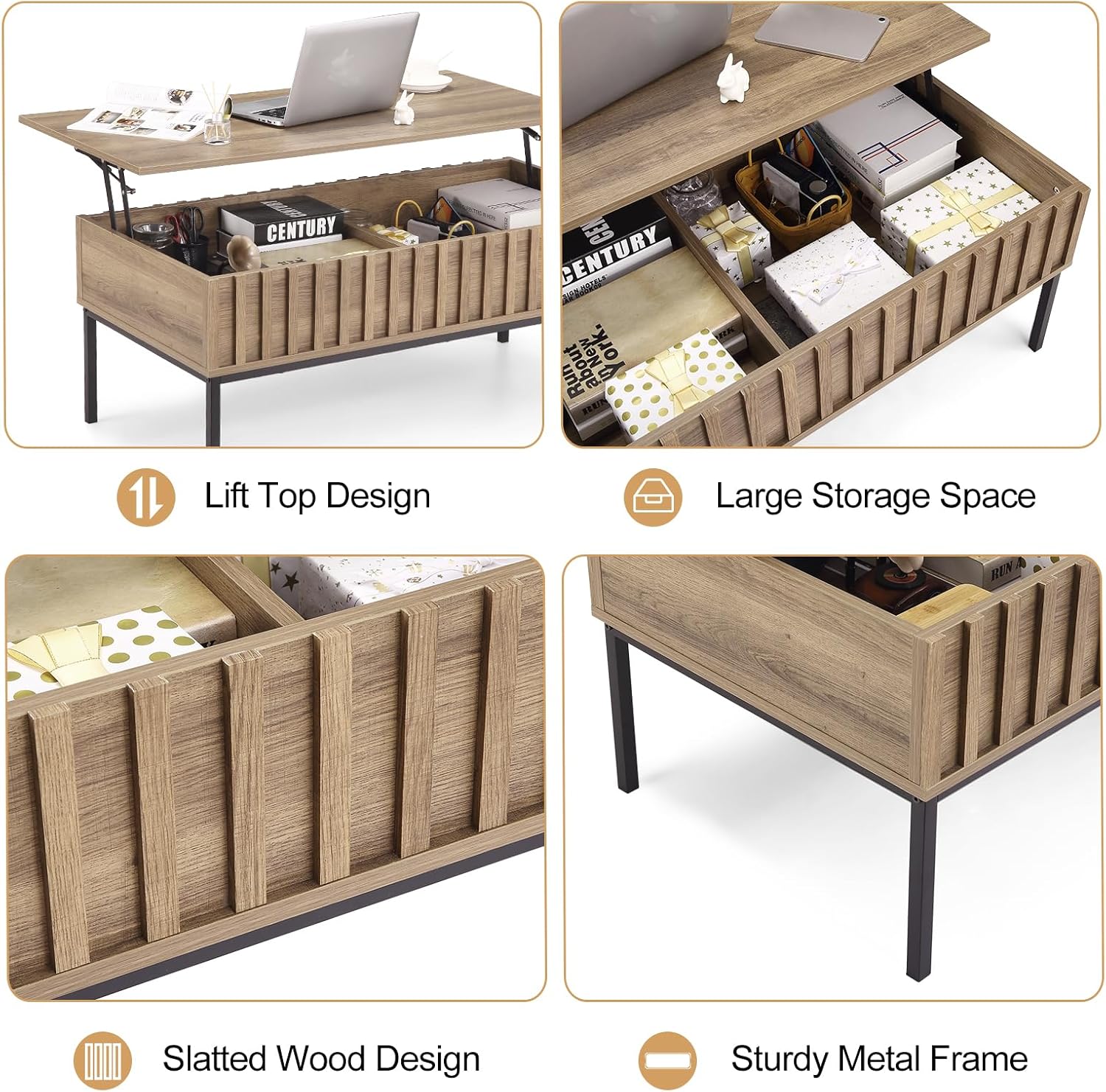 โต๊ะกาแฟไม้ยกสูงพร้อมช่องเก็บข - Home Office Industrial Style บทวิจารณ์และราคา