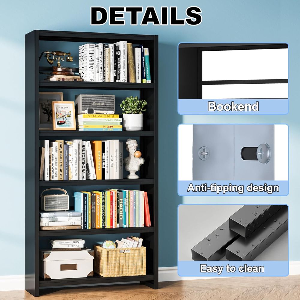 ชั้นวางหนังสือโลหะสีดำความจุสู - Home Office Industrial Style บทวิจารณ์และราคา