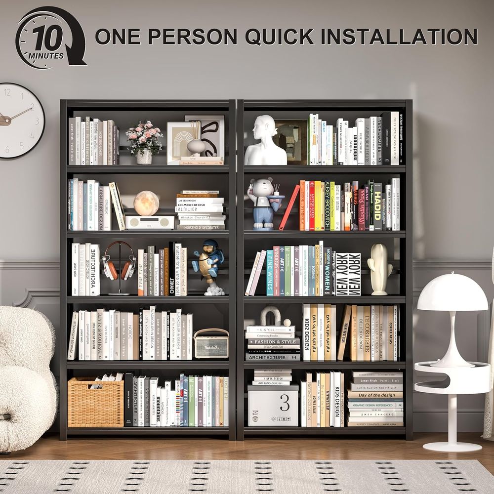 ชั้นวางหนังสือโลหะสีดำความจุสู - Home Office Industrial Style บทวิจารณ์และราคา