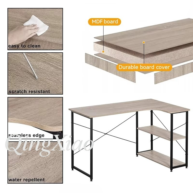 โต๊ะทำงานรูปตัว L พร้อมชั้นวาง - Home Office Desk With Drawers บทวิจารณ์และราคา