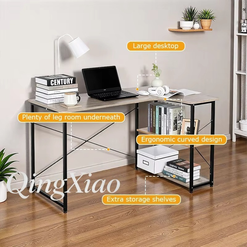 โต๊ะทำงานรูปตัว L พร้อมชั้นวาง - Home Office Desk With Drawers บทวิจารณ์และราคา