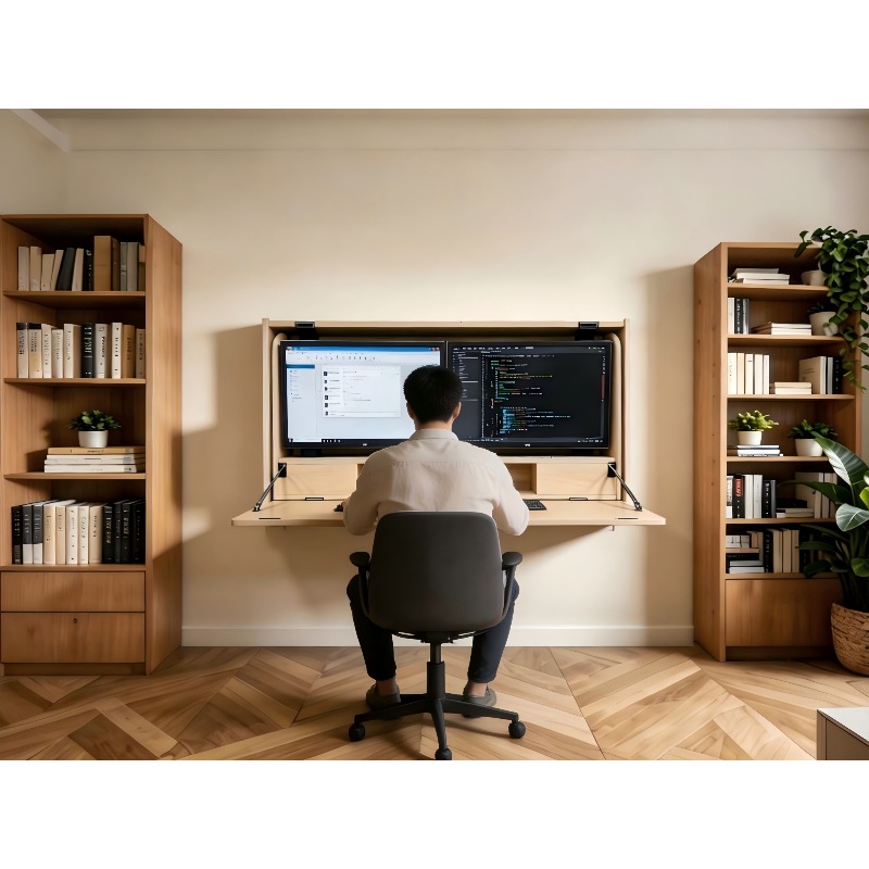 โต๊ะทำงานติดผนังแบบพับเก็บได้  - Home Office With Two Desks บทวิจารณ์และราคา