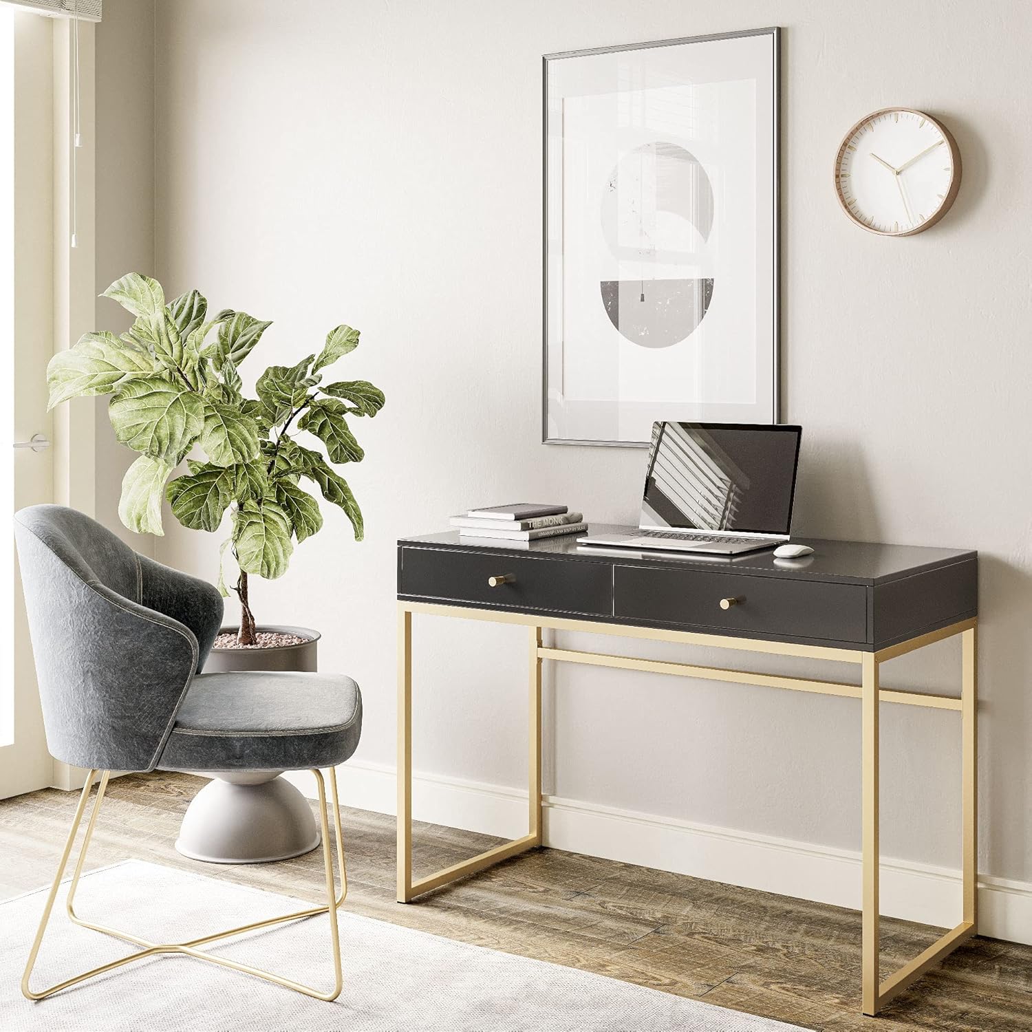 โต๊ะเครื่องแป้งขนาด 42 นิ้ว หร - Home Office Desk With Drawers บทวิจารณ์และราคา