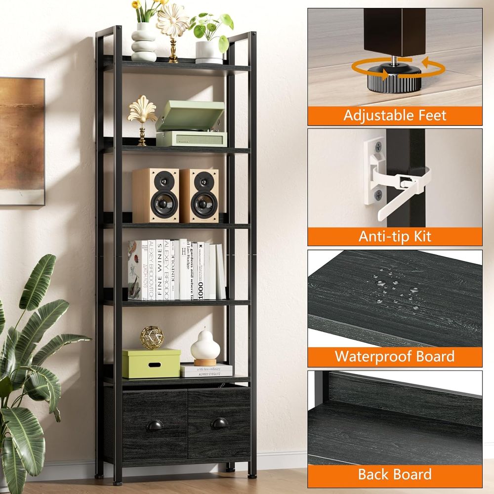 ชั้นวางหนังสือสูง 6 ชั้นพร้อมล - Home Office Industrial Style บทวิจารณ์และราคา