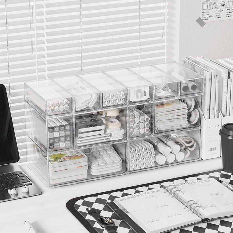 กล่องอะคริลิคแบบซ้อนได้ กล่องเ - Home Office Desk With Drawers บทวิจารณ์และราคา